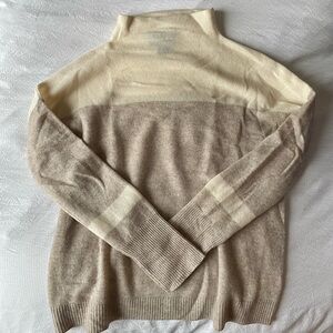 100% Cashmere TAHARI Cream and Tan Sweater